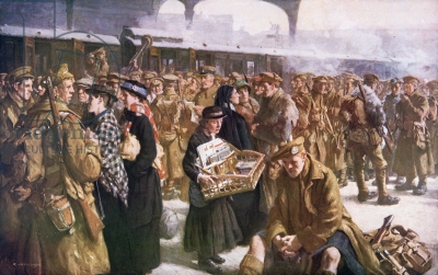 Return to the Front: Victoria Railway Station, by Richard Jack.