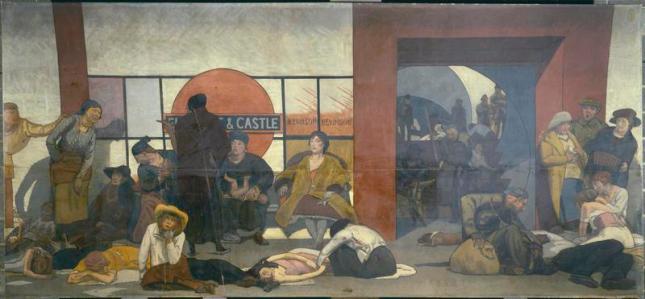 'The Underworld: Taking cover in a Tube Station during a London air raid' Walter Bayes, 1918 (c)IWM