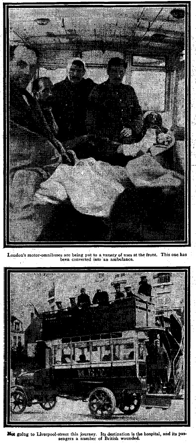 London buses used as amublances in 1914 (Daily Mirror, 13/10/1914)