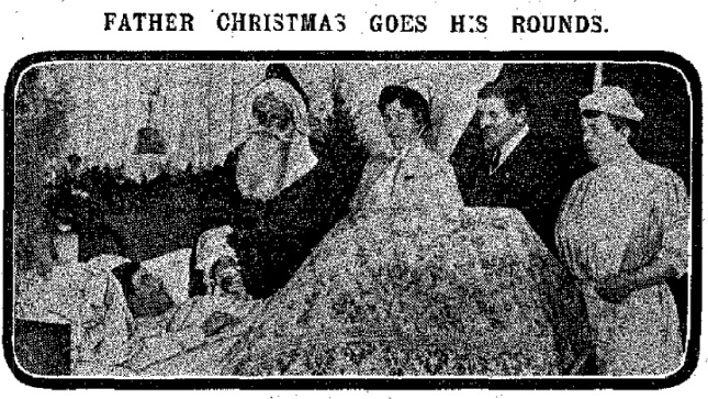 Santa visits a wounded soldier in Fulham (Daily Mirror, 27/12/1916)