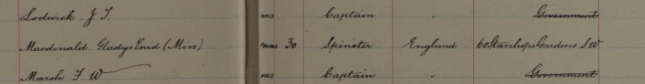 Gladys Enid Macdonald's entry in the record of lives lost at sea